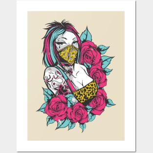 Tattoo Girl Roses Posters and Art